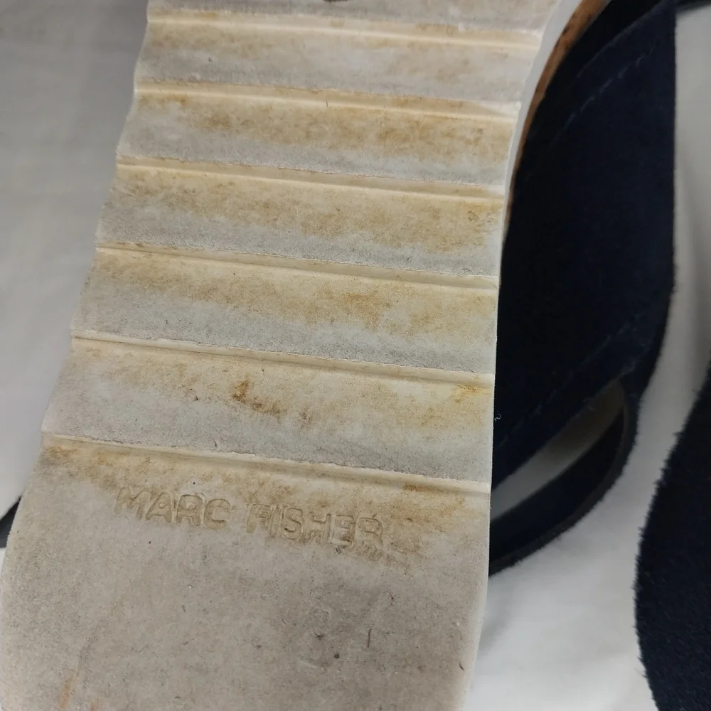 Marc Fisher Glitze Wedge Sport Lug Sole Slingback Navy Sandal Size 8 1/2 - Picture 10 of 12